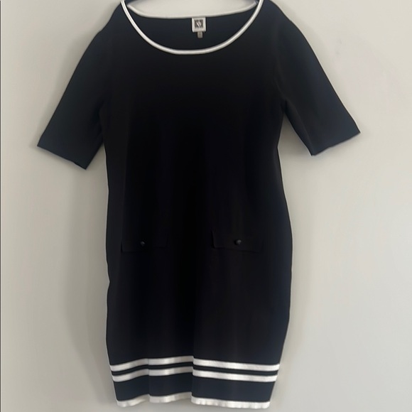 Anne Klein Black Dress with White Stripes Size L - Picture 5 of 16